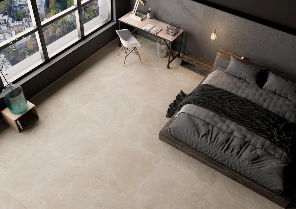 Moma Ceramiche - Ecoslate - 24" x 48" Slate Look Porcelain Tile - Beige Installed