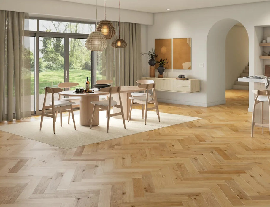 LM Flooring - Duet Herringbone & Plank 5 in Engineered Hardwood - Elizabeth's Prejudice floor installation