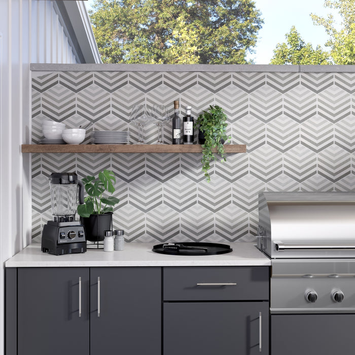 Emser Tile - Bauhaus - 9 in. x 11 in. Hex Porcelain Tile - Arrow Room Scene 2