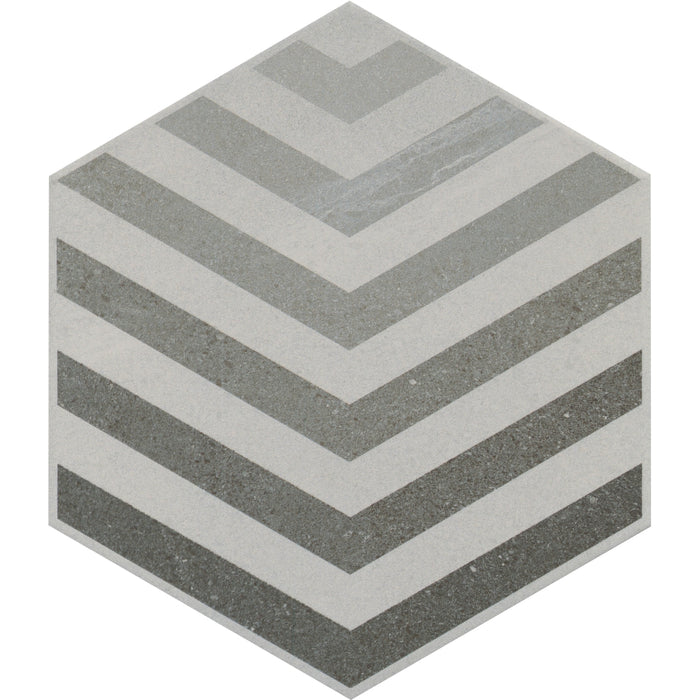 Emser Tile - Bauhaus - 9 in. x 11 in. Hex Porcelain Tile - Arrow