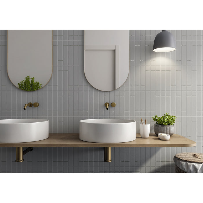 Emser Tile - Arenza - 2 in. x 10 in. Porcelain Wall Tile - Fog Installed