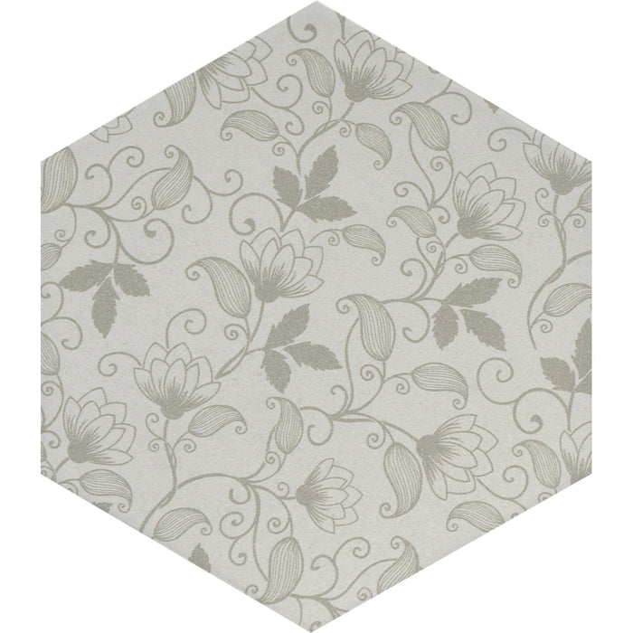 Emser Tile - Bauhaus - 9 in. x 11 in. Hex Porcelain Tile - Floral