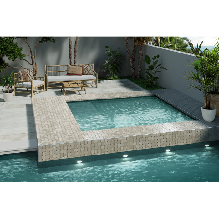 Emser Tile - Hanami - 9 in. x 13 in. Porcelain Mosaic Tile - Fawn Pool Install