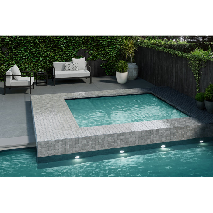 Emser Tile - Hanami - 9 in. x 13 in. Porcelain Mosaic Tile - Gray Pool Install 2