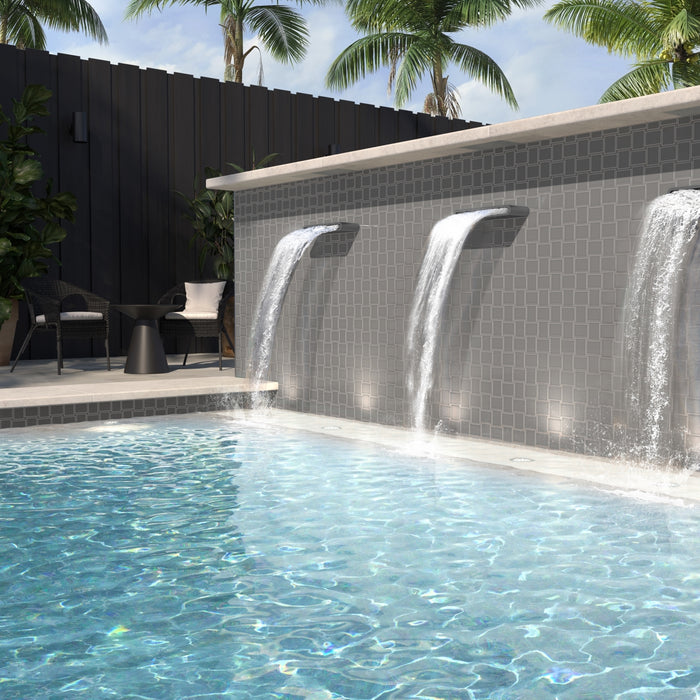 Emser Tile - Hanami - 9 in. x 13 in. Porcelain Mosaic Tile - Gray Pool Install