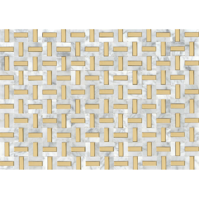 Emser Tile - Link - Marble Mosaic - White and Gold