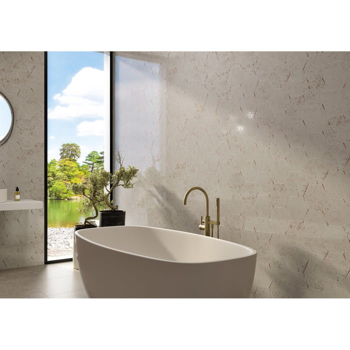 Emser Tile - Metamor - 8 in. x 9 in. Porcelain Hexagon Wall Tile - Copan Installed