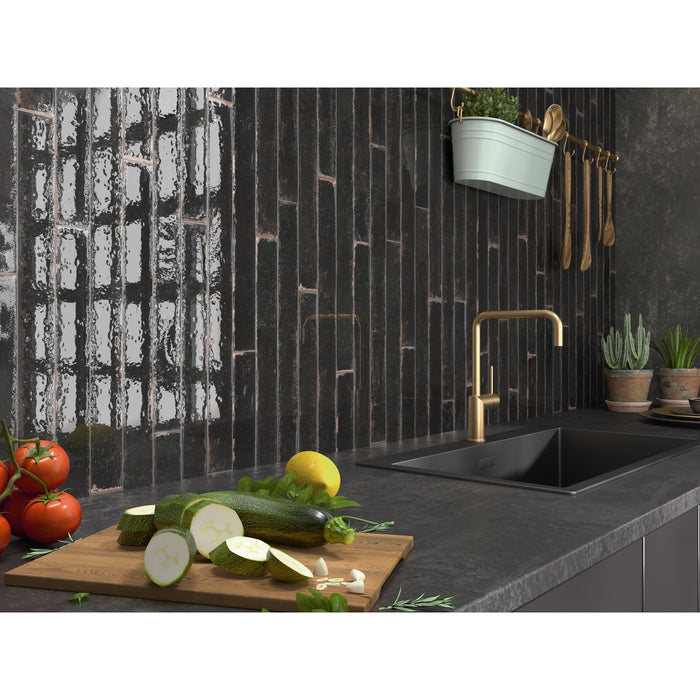 Emser Tile - Metamor - 2 in. x 20 in. Porcelain Wall Tile - Zama Installed