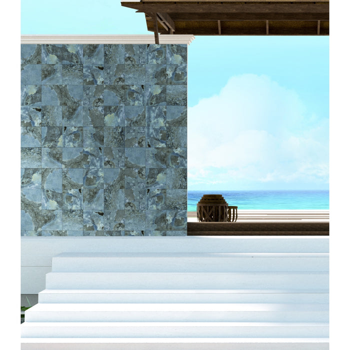 Emser Tile - Mizzoni - 6 in. x 6 in. Porcelain Pool Wall Tile - Aqua Installed