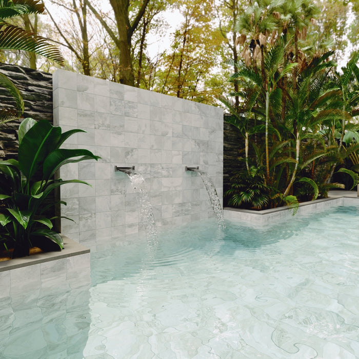 Emser Tile - Mizzoni - 6 in. x 6 in. Porcelain Pool Wall Tile - White Installed