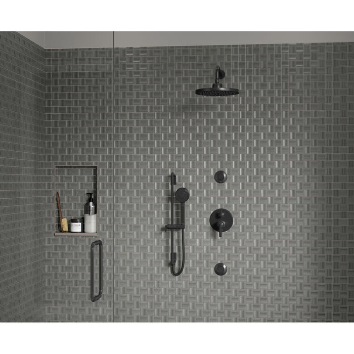 Emser Tile - Modan - 12 in. x 12 in. Porcelain Mosaic Wall Tile - Black Installed