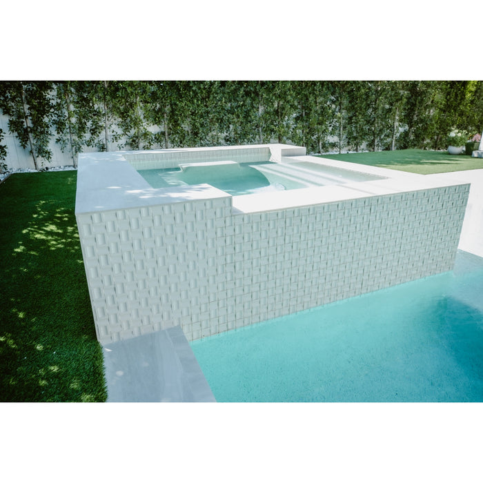Emser Tile - Modan™ - 12 in. x 12 in. Porcelain Mosaic Wall Tile - White Pool Install 2
