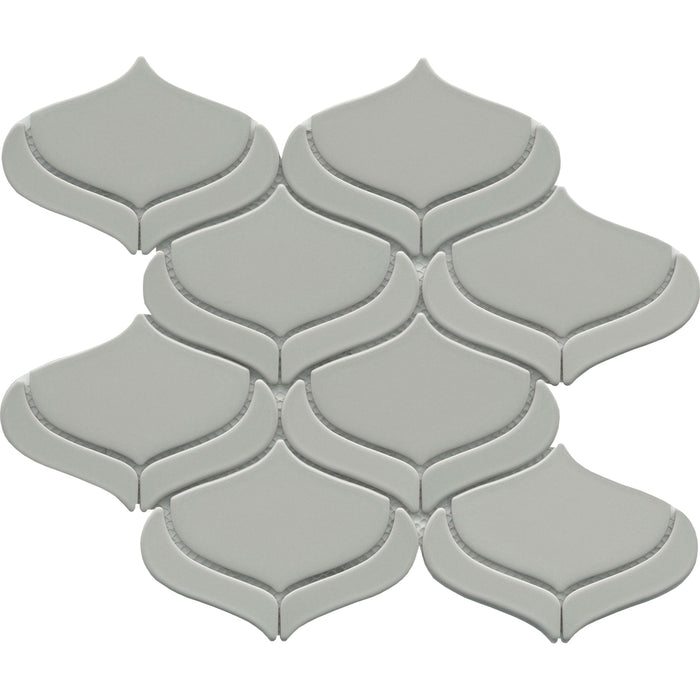 Emser Tile - Mythos™ - 11 in. x 12 in. Ceramic Arabesque Mosaic Wall Tile - Gray