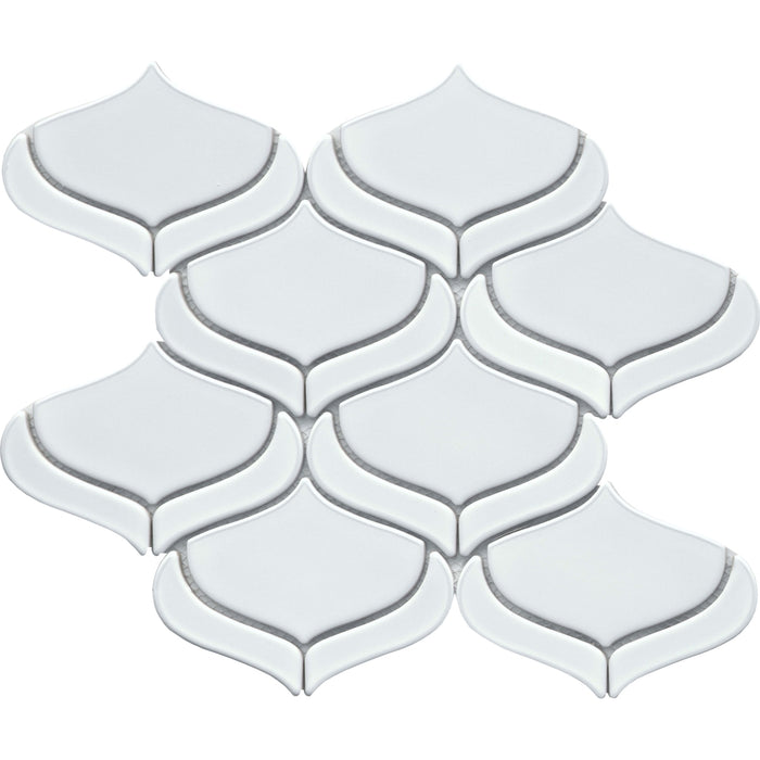 Emser Tile - Mythos™ - 11 in. x 12 in. Ceramic Arabesque Mosaic Wall Tile - White