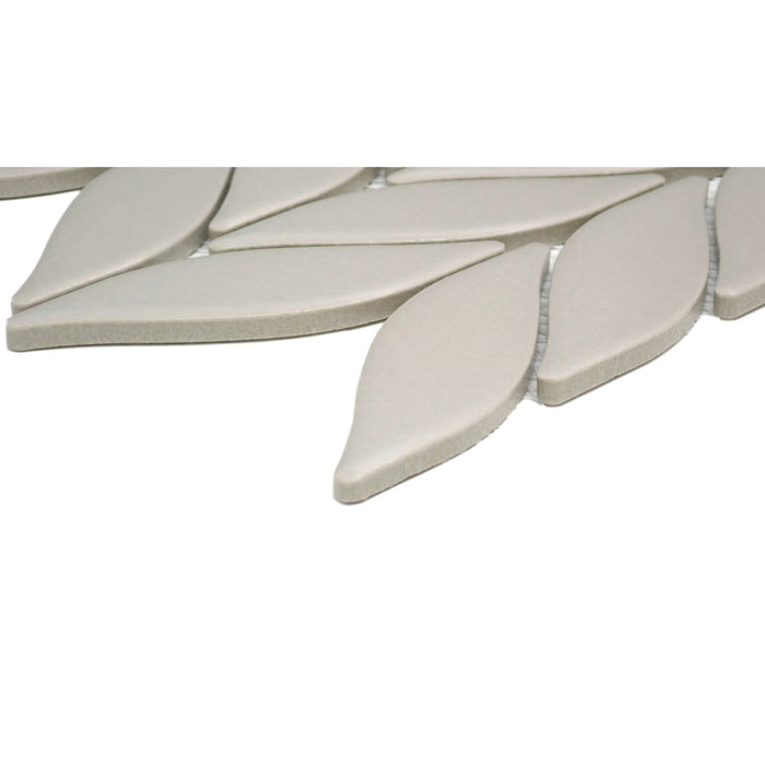Emser Tile - Mythos™ - 11 in. x 13 in. Ceramic Petal Mosaic Wall Tile - Gray Close View