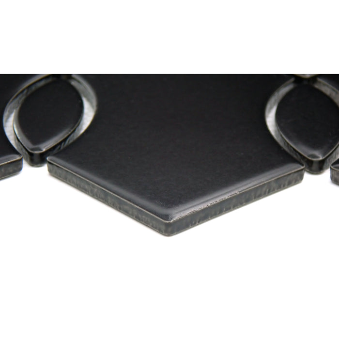 Emser Tile - Mythos™ - 12 in. x 12 in. Ceramic Wave Mosaic Wall Tile - Black Close View