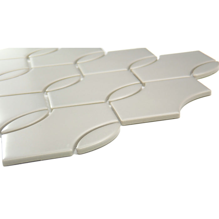 Emser Tile - Mythos™ - 12 in. x 12 in. Ceramic Wave Mosaic Wall Tile - Gray Close View 2