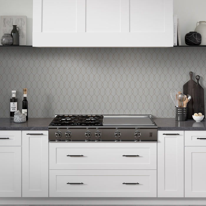 Emser Tile - Mythos™ - 12 in. x 12 in. Ceramic Wave Mosaic Wall Tile - Gray installed