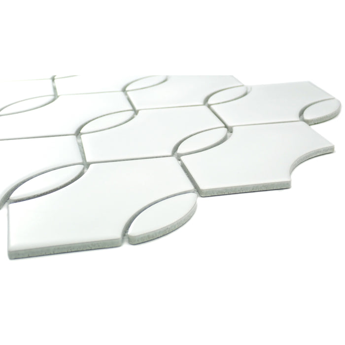 Emser Tile - Mythos™ - 12 in. x 12 in. Ceramic Wave Mosaic Wall Tile - White Close View 2