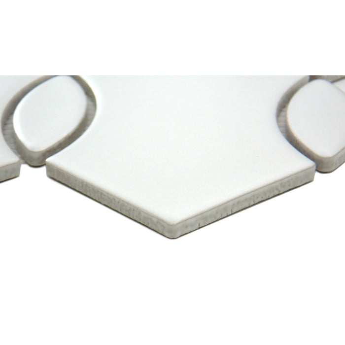 Emser Tile - Mythos™ - 12 in. x 12 in. Ceramic Wave Mosaic Wall Tile - White Close View