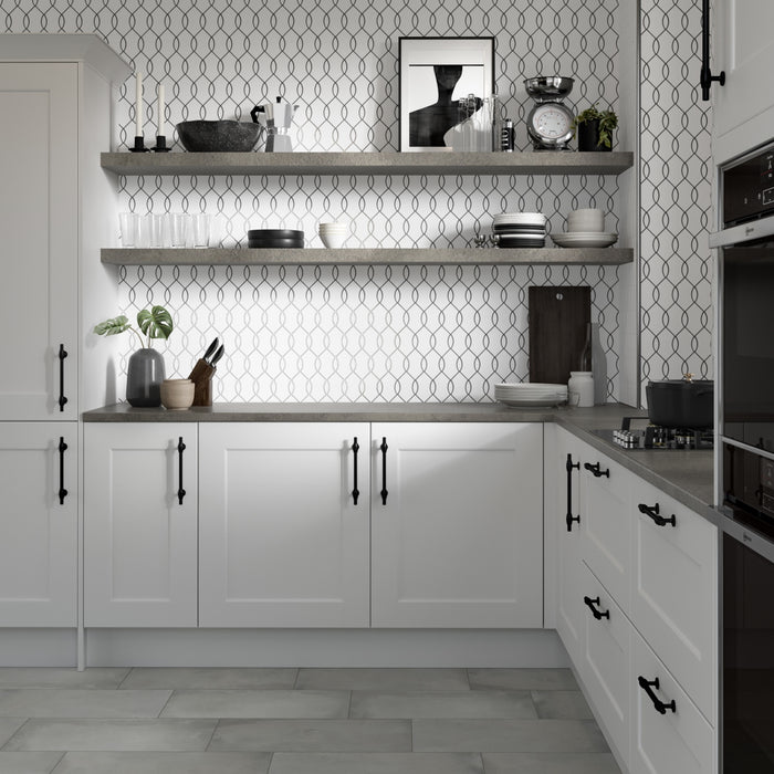 Emser Tile - Mythos™ - 12 in. x 12 in. Ceramic Wave Mosaic Wall Tile - White Installed