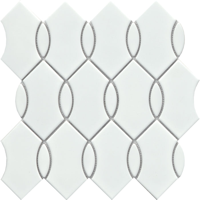 Emser Tile - Mythos™ - 12 in. x 12 in. Ceramic Wave Mosaic Wall Tile - White