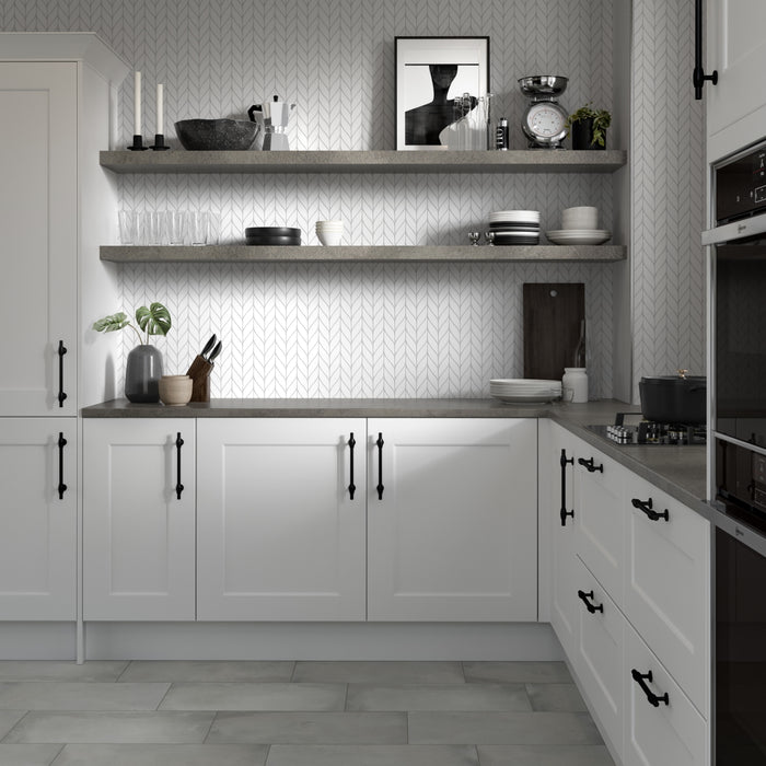 Emser Tile - Mythos™ - 11 in. x 13 in. Ceramic Petal Mosaic Wall Tile - White Installed