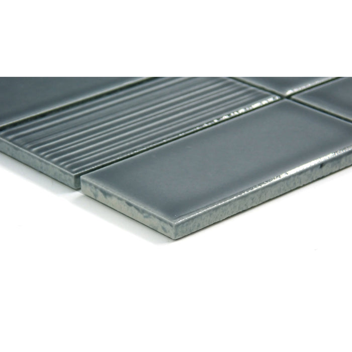 Emser Tile - Nagara - 11 in. x 11 in. Ceramic Mosaic Wall Tile - Gray Close View