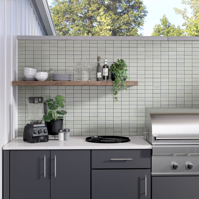 Emser Tile - Nagara - 11 in. x 11 in. Ceramic Mosaic Wall Tile - Silver Backsplash Install