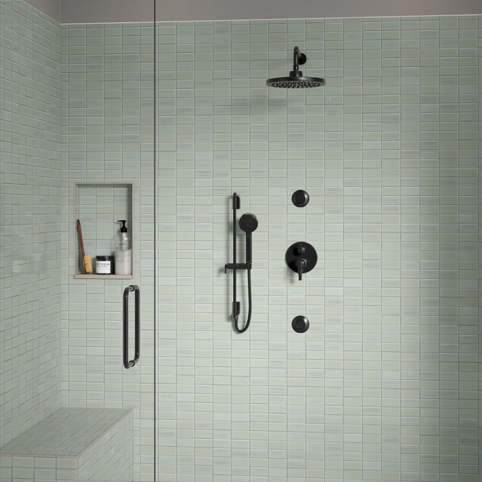 Emser Tile - Nagara - 11 in. x 11 in. Ceramic Mosaic Wall Tile - Silver Shower Install