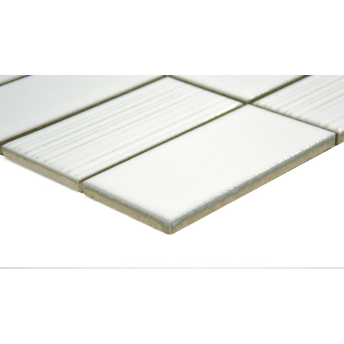 Emser Tile - Nagara - 11 in. x 11 in. Ceramic Mosaic Wall Tile - White Close View