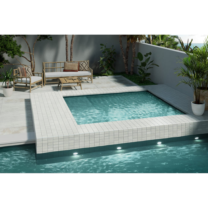 Emser Tile - Nagara - 11 in. x 11 in. Ceramic Mosaic Wall Tile - White Pool Install