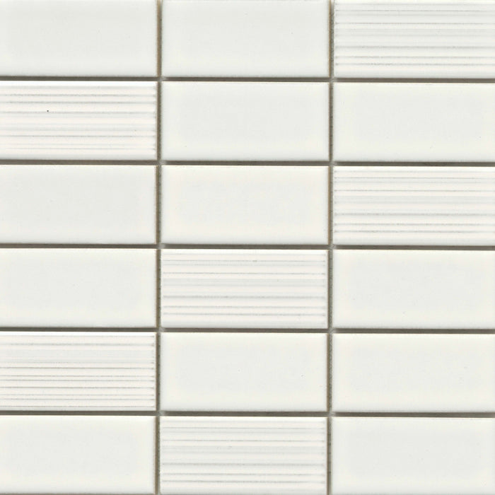 Emser Tile - Nagara - 11 in. x 11 in. Ceramic Mosaic Wall Tile - White