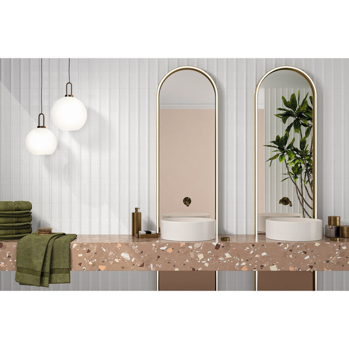 Emser Tile - Navali™ - 16 in. x 47 in. Porcelain Wall Tile - White Installed