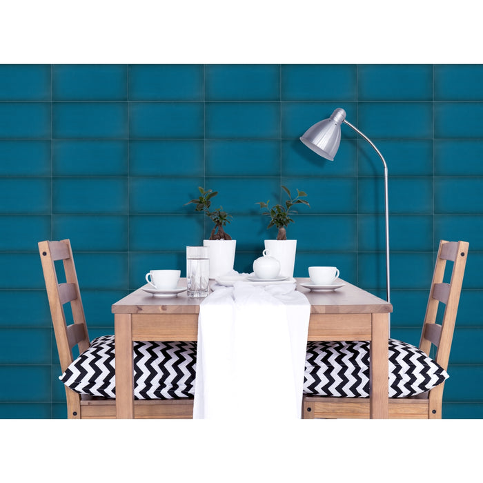 Emser Tile - Ombre™ - 6 in. x 12 in. Ceramic Wall Tile - Blue Room Scene