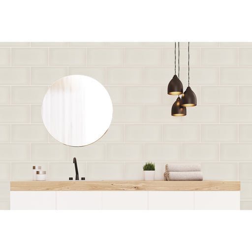 Emser Tile - Ombre™ - 6 in. x 12 in. Ceramic Wall Tile - Ivory Installed