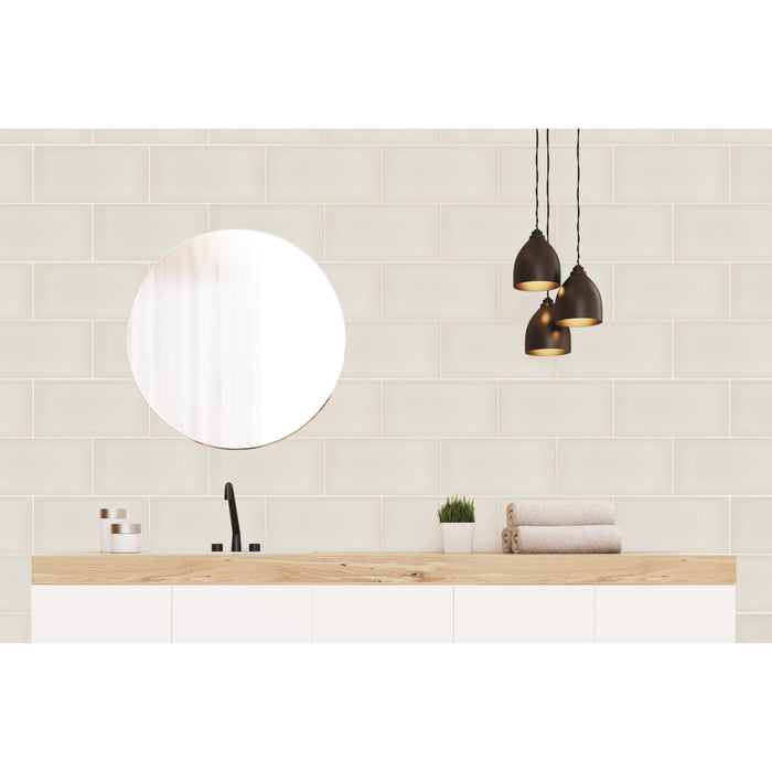 Emser Tile - Ombre™ - 6 in. x 12 in. Ceramic Wall Tile - Ivory Installed
