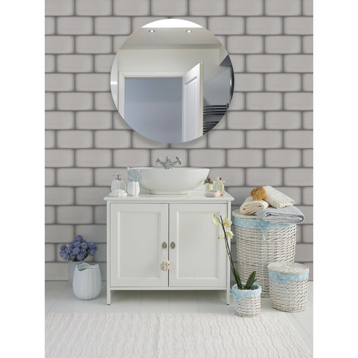 Emser Tile - Ombre™ - 6 in. x 12 in. Ceramic Wall Tile - Silver Installed