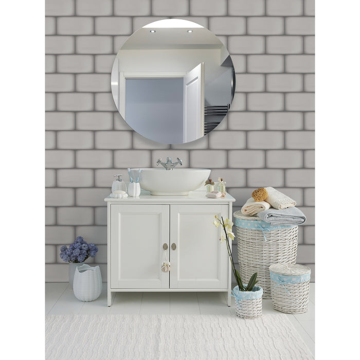 Emser Tile - Ombre™ - 6 in. x 12 in. Ceramic Wall Tile - Silver Installed