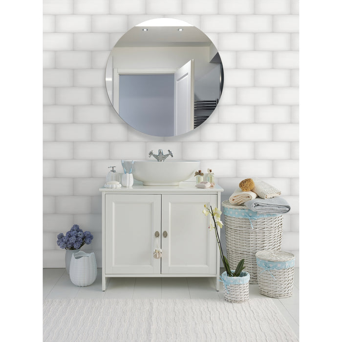 Emser Tile - Ombre™ - 6 in. x 12 in. Ceramic Wall Tile - White Bathroom Install