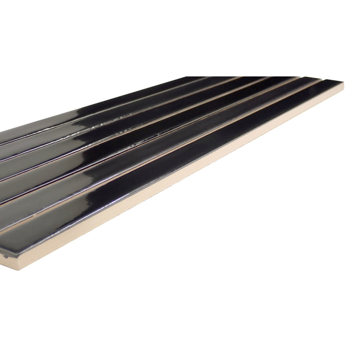 Emser Tile - Paralline™ - Ceramic Wall Mosaic - Black Close View