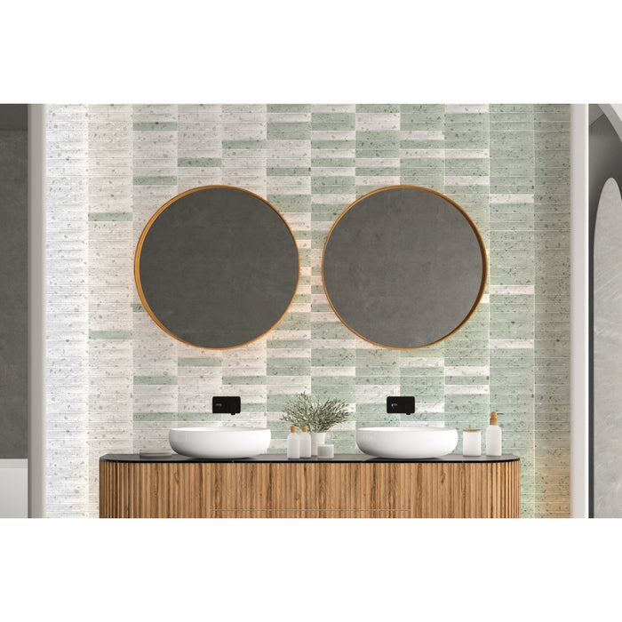 Emser Tile - Corrazzo - 2 in. x 10 in. Ceramic Wall Tile - Blanco Installed