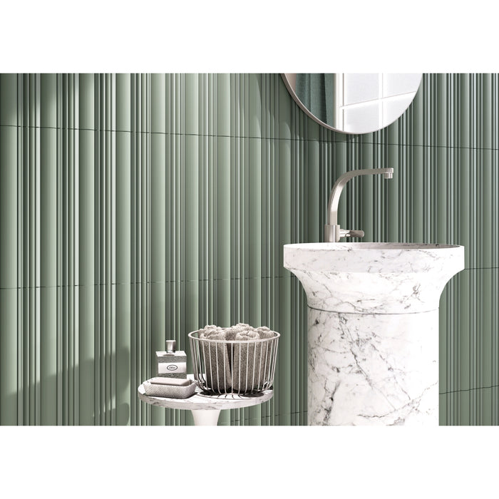 Emser Tile - Luma - 4" x 15" Matte Porcelain Tile - Kale Installed