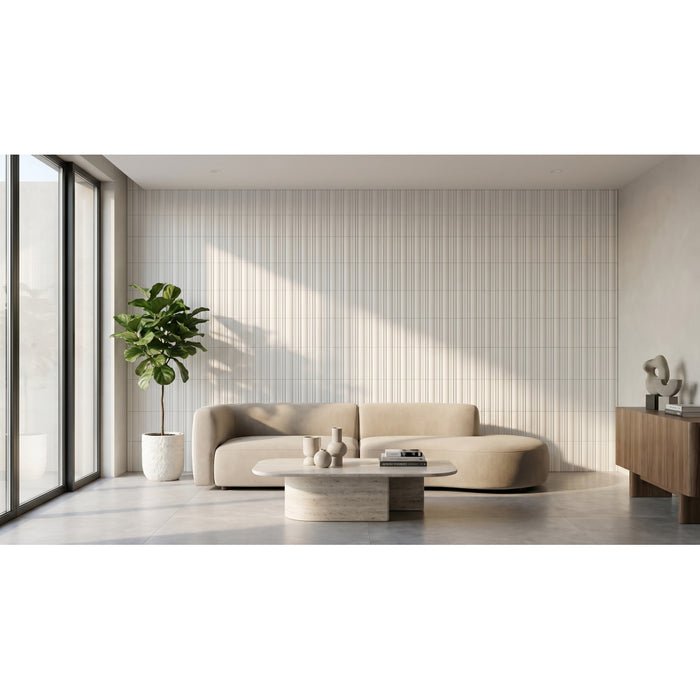 Emser Tile - Luma - 4" x 15" Matte Porcelain Tile - White Installed