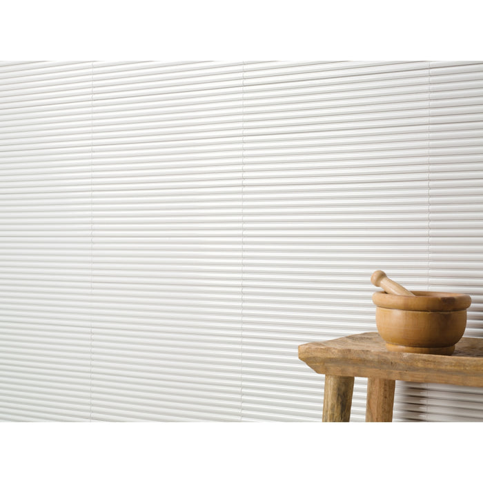 Emser Tile - Piccolo - 4" x 15" Glossy Porcelain Tile - Milk Installed