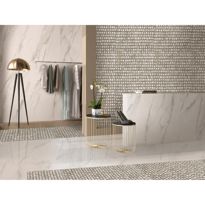 Emser Tile - Vero - 24" x 47" Porcelain Tile - Grid Sabbia Room
