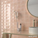 Equipe - Wave Collection - 5 in. x 5 in. Ceramic Wall Tile - Primrose Pink Installed 2