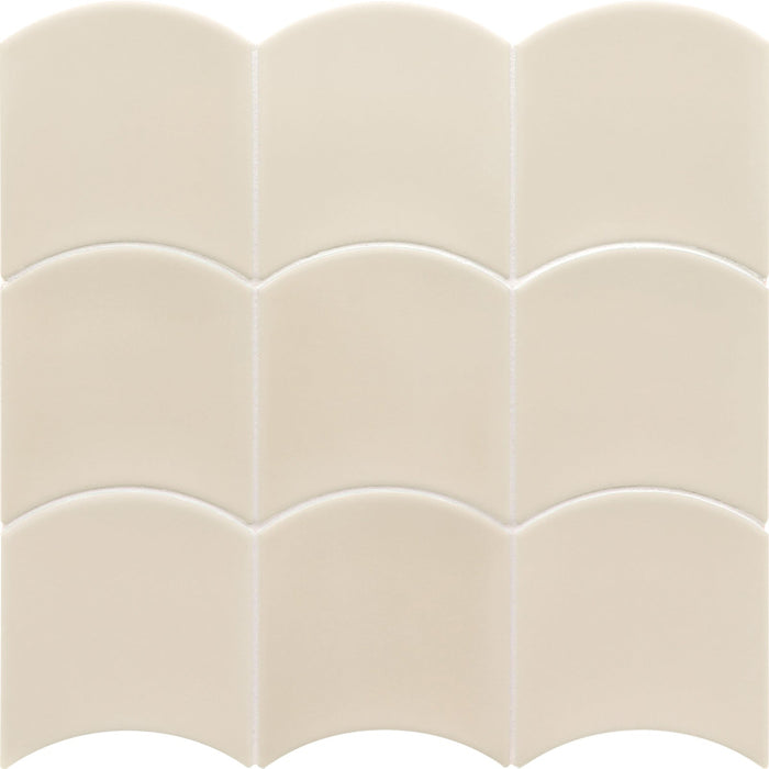 Equipe - Wave Collection - 5 in. x 5 in. Ceramic Wall Tile - Old Cream