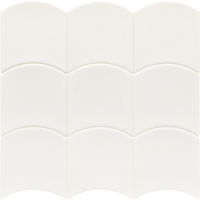 Equipe - Wave Collection - 5 in. x 5 in. Ceramic Wall Tile - White
