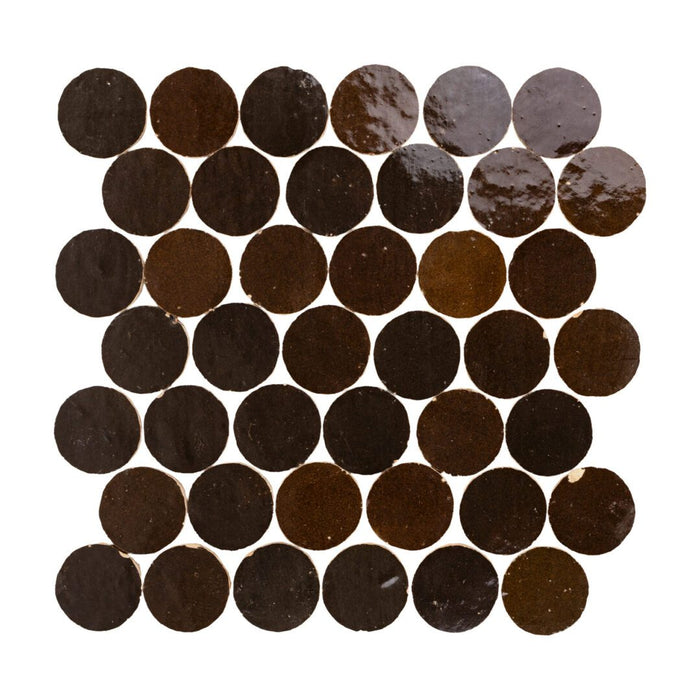 Lungarno - Zellige Bespoke - Circles Terracotta Mosaic - Espresso Noire